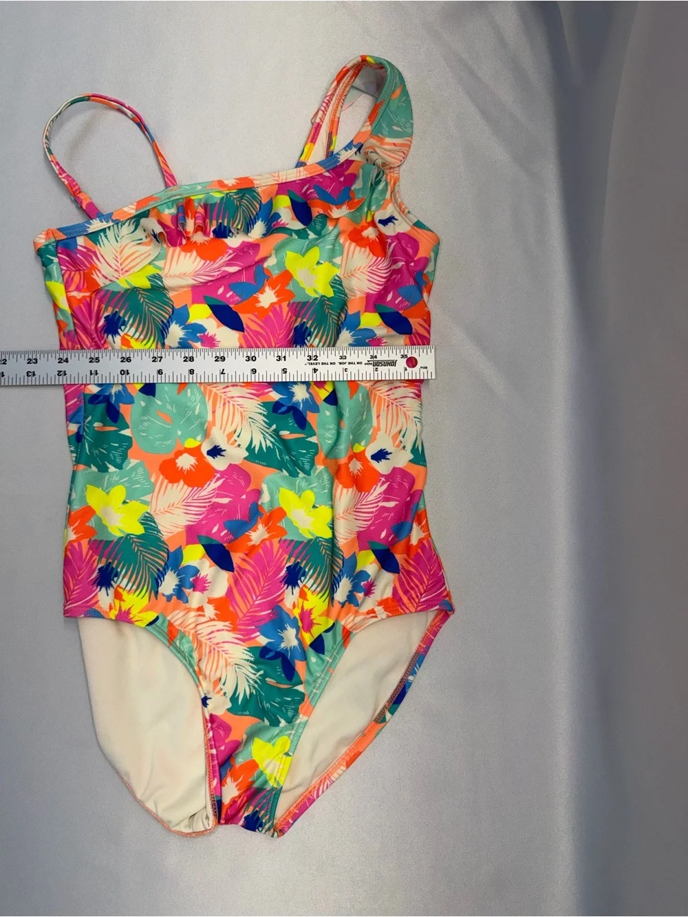 Cat & Jack Girls One‑Shoulder Swimsuit | Tropical Print | XL 14/16 | GUC